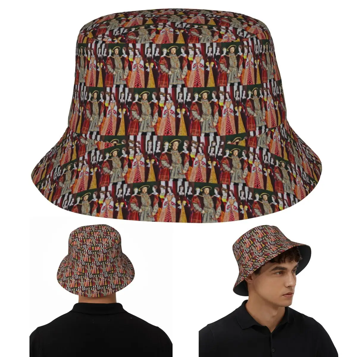 

King Henry 8th And His Six Wives Bucket Hat Panama Hat Children Bob Fisherman Hats For Summer Fishing Caps Unisex