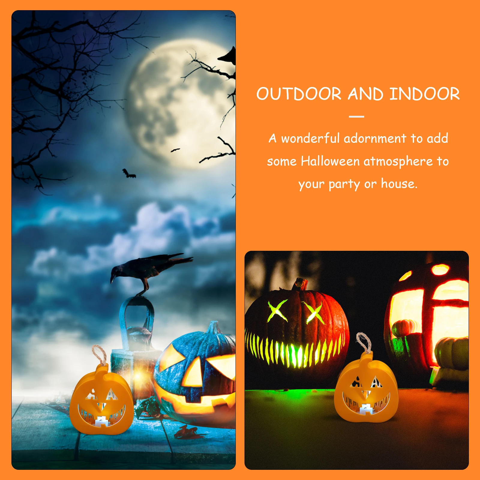 4 pezzi lampada a led decorazione di Halloween portatile decorazione per feste di Halloween luce azionata per regalo di decorazioni da tavolo per feste