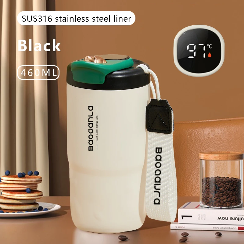 460ml RVS Reistop met Dubbele Wand Vacuüm Isolatie, Lekvrije Thermokolf voor Warme & Koude Dranken