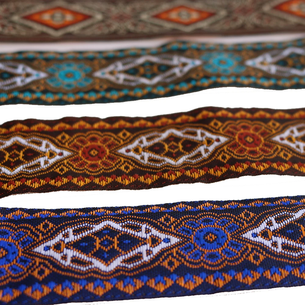 7 metr 35MM 1.3 cala 33mm Vintage etniczne hafty taśma koronkowa Boho koronki wykończenia DIY torba na ubrania akcesoria haftowana tkanina