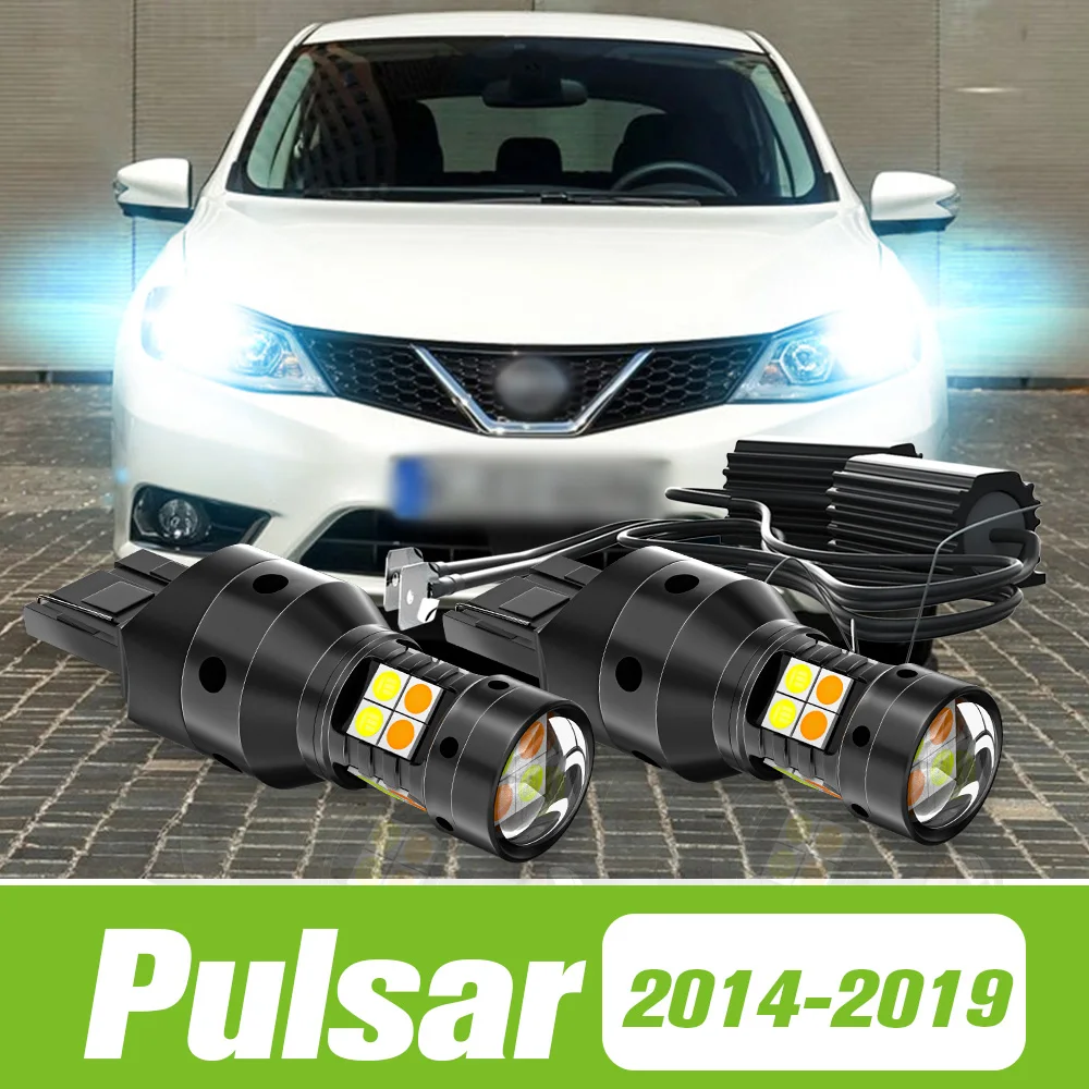 

2pcs For Nissan Pulsar C13 2014-2019 Dual Mode LED Turn Signal+Daytime Running Light DRL 2015 2016 2017 2018 Accessories