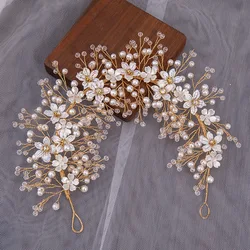 Baroque Flower Headband Pearl Hairband Tiara For women Pageant Party Bridal Wedding Hair Accessories Jewelry Band Headband Gift