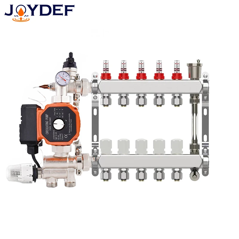 230V Thermostatic pump manifold kit with flow meter/return ball valve/exhaust valve,Φ16mm and  * Φ20mm adapters DN25