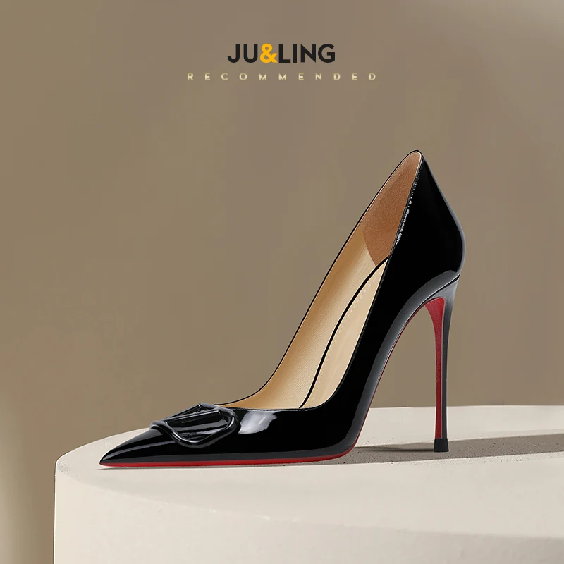 

Новые туфли на высоком каблуке из французской черной лакированной кожи, модные и универсальные туфли с острым носком для поездок на работу.