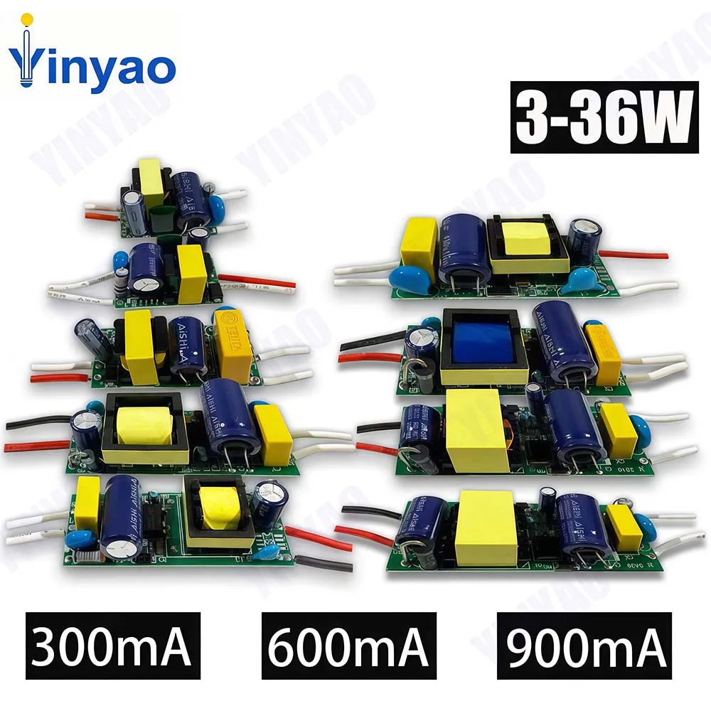 1-3W 3-5W 4-7W 8-12W 12-18W 18-24W 36W 300mA 600mA 900mA Driver Adapter AC85-265V Lighting Transformer For LED Panel Light