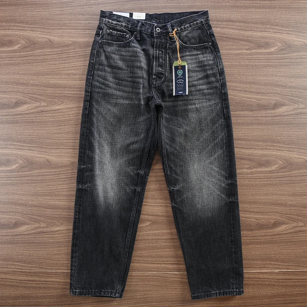 

Autumn American Retro 14.5OZ Primary Color Red Ear Selvedge Denim Jeans Men's 100% Cotton Washed Old Heavyweight Straight Pants