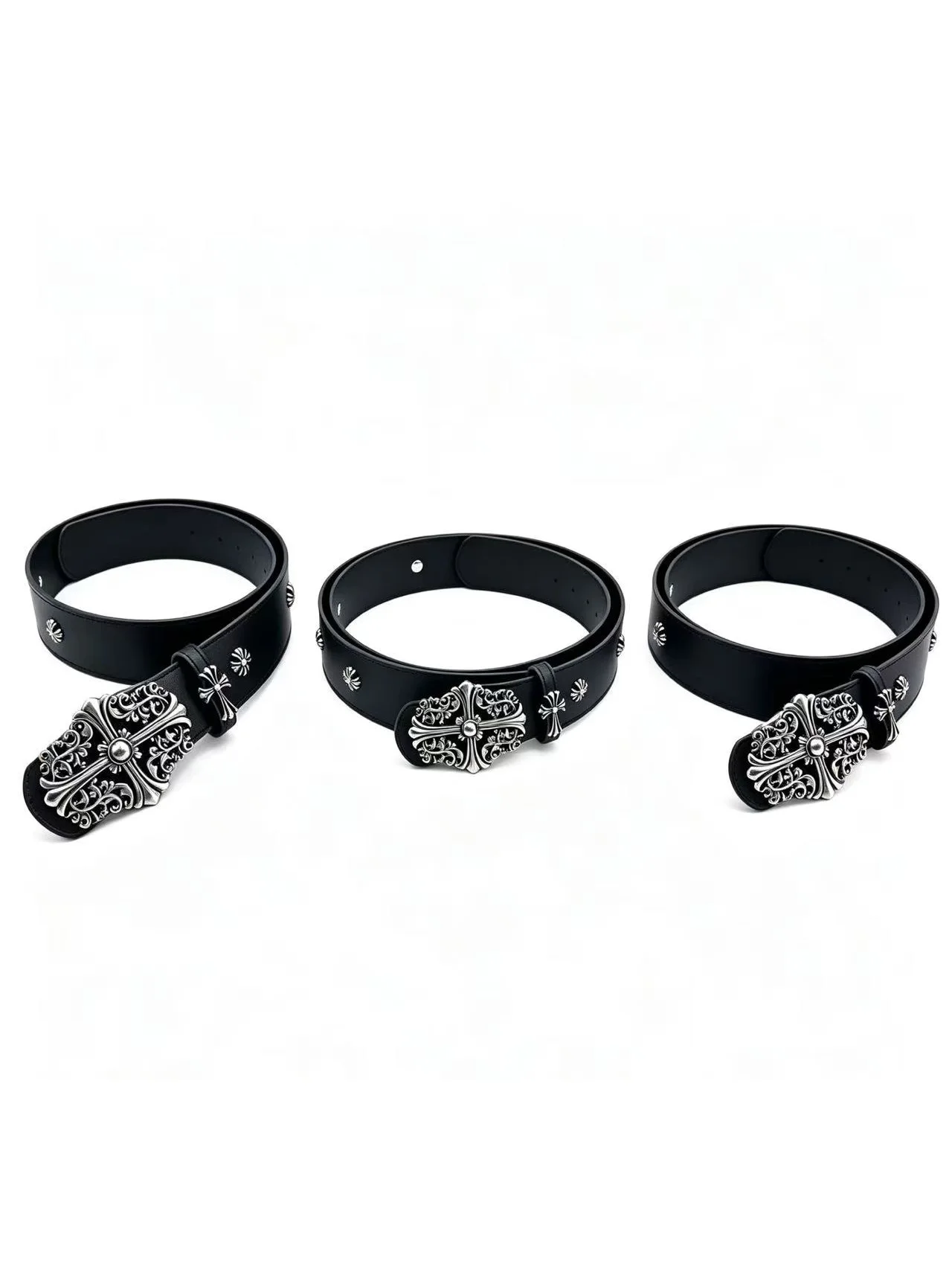 2026 New Retro Punk Cross Belt Unisex Black Metal Buckle Rivet Decorative Waist Belt Versatile Fashionable PU Material