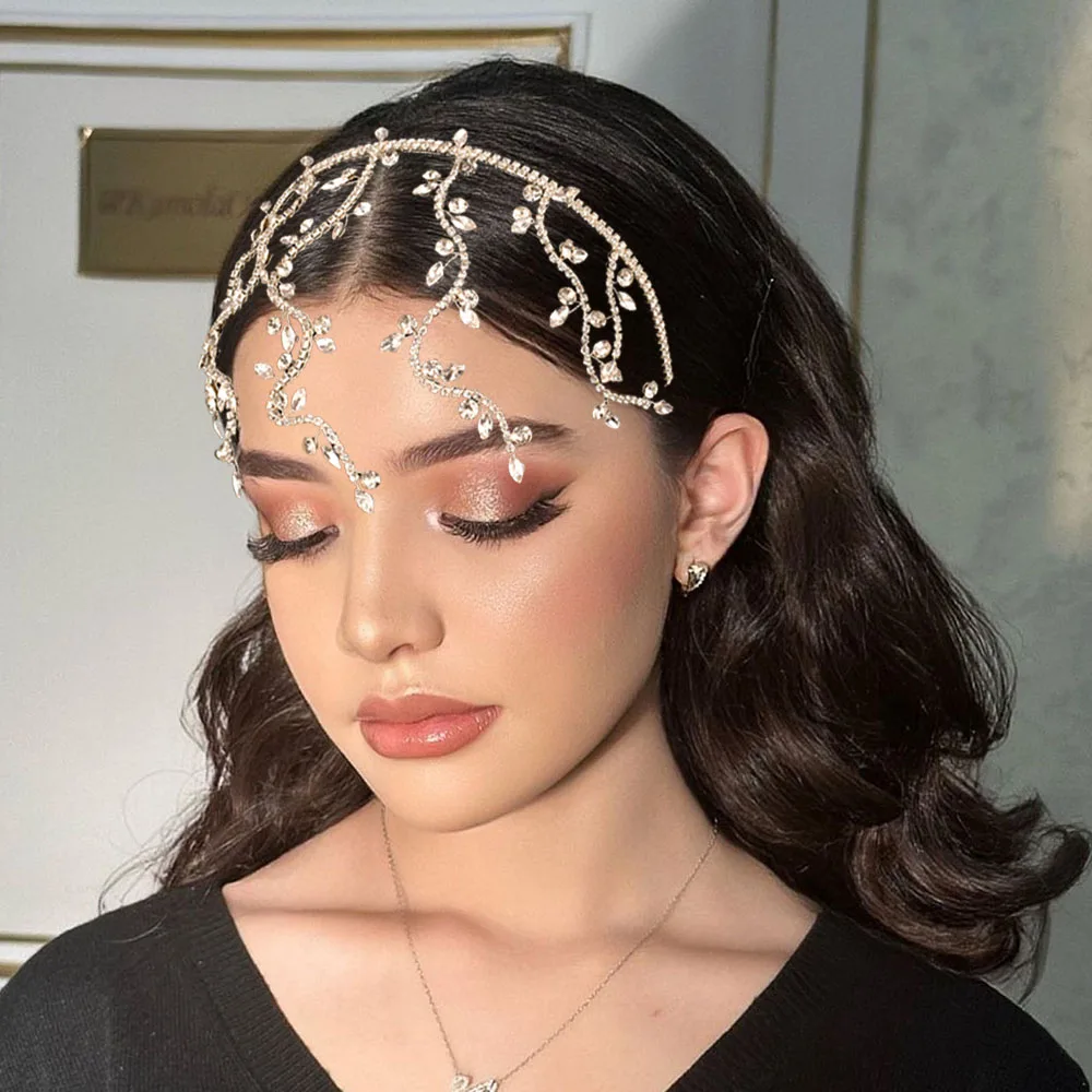 DZ232 Silver Bride Headdress Rhinestone Headband Elegant Party Headwear Hair Accessorie Princesss Headpieces for Women Tiara