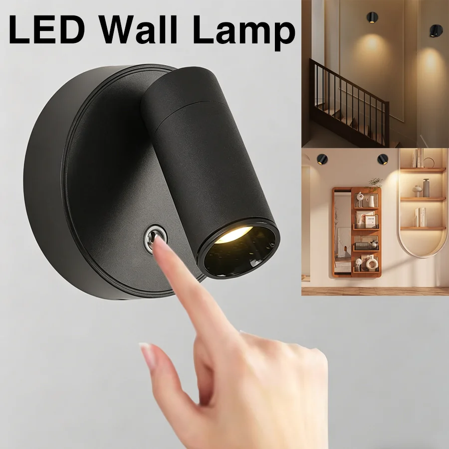 Lámpara de pared LED con atenuación táctil magnética, lámpara de pared recargable, foco inalámbrico de 3 colores ajustables para dormitorio, escalera, exterior ﻿