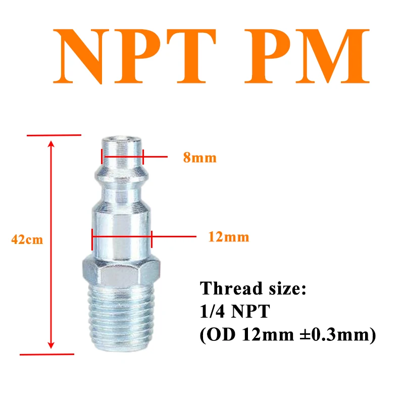 10 Stück NPT 1/4 US Schnellkupplung für Schläuche, Pneumatische Anschlüsse, Luft-Schnellkupplungen für Kompressor-Zubehörwerkzeug – Detail 2