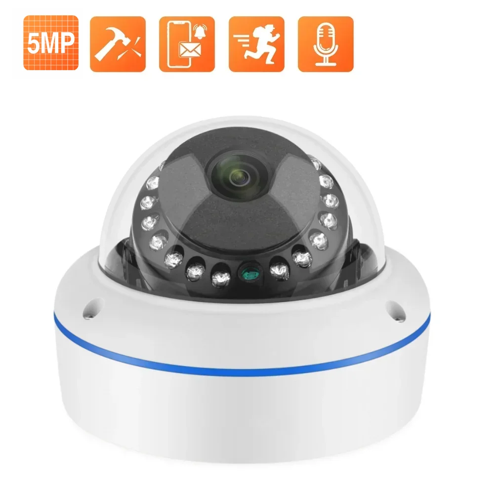 5MP купольная камера видеонаблюдения POE IP Onvif H.265 Audio 5MP камера обнаружен