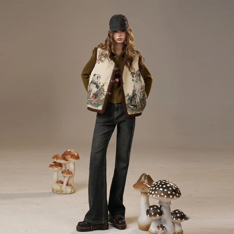 ELFSACK 2025 وصل حديثًا جينز شتوي كلاسيكي غير رسمي بلون سادة من قماش الدنيم للنساء #5