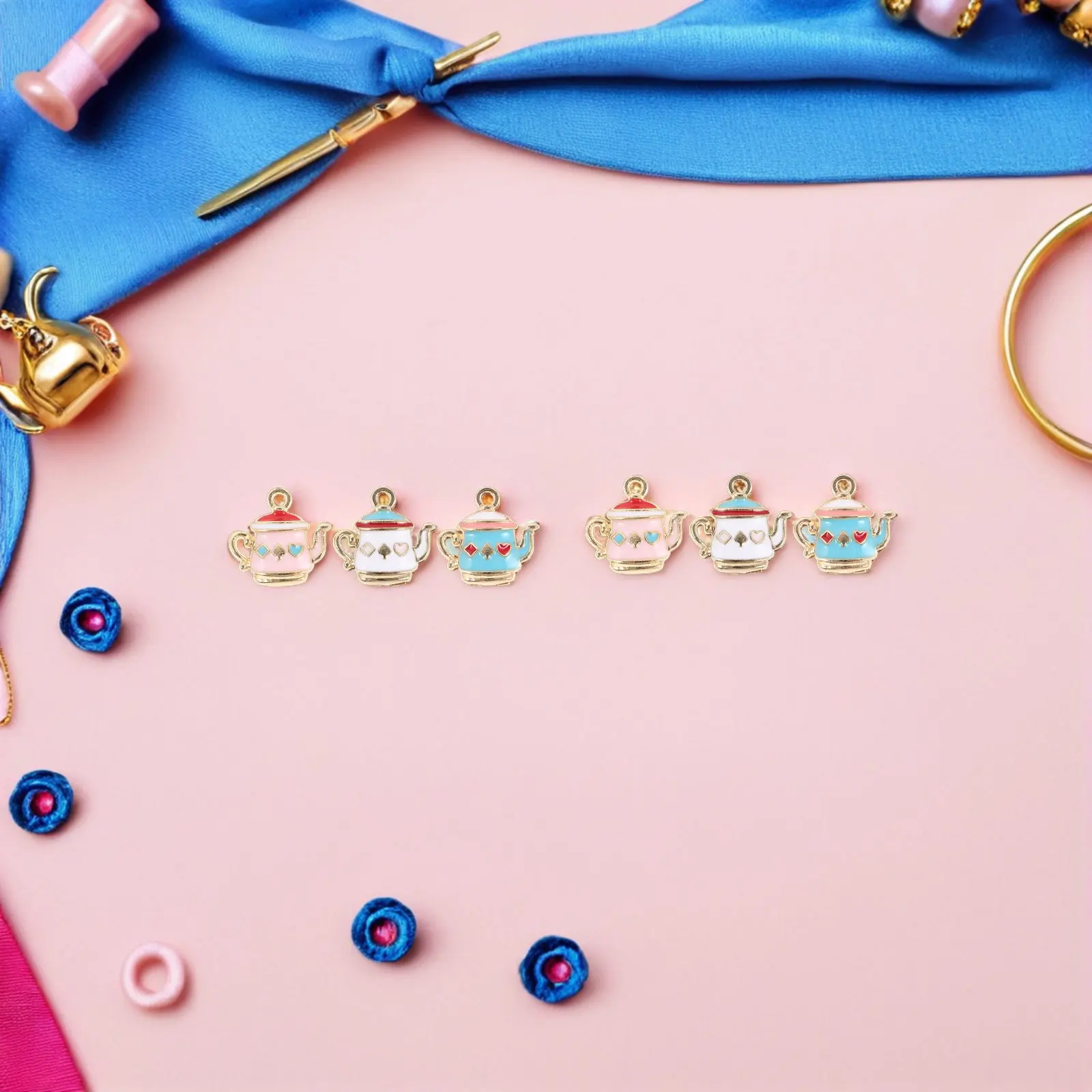 

60 шт. подвесок в форме чайника с эмалевым покрытием из цинкового сплава, миниатюрные кулоны-чайники для изготовления ювелирных изделий, ожерелий, браслетов, брелоков, поделок своими руками