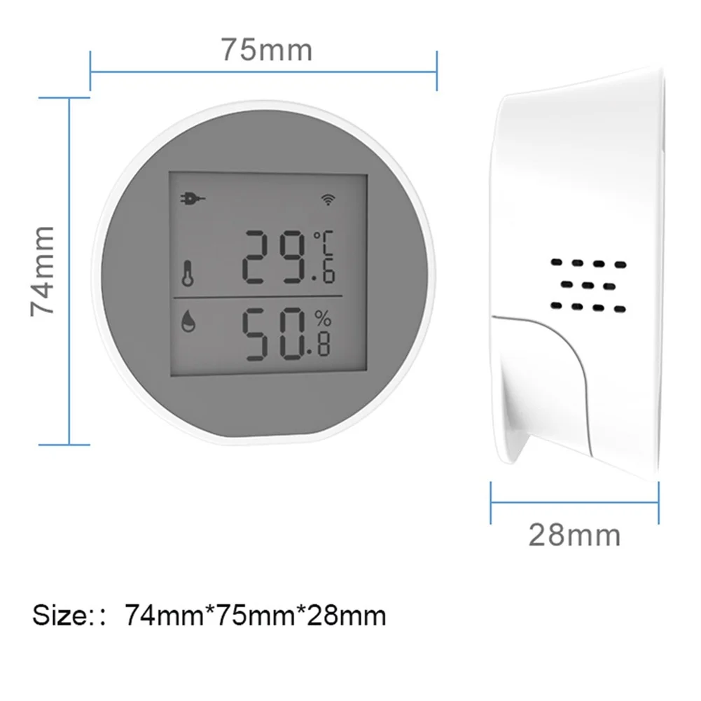 Para tuya wifi monitor remoto termômetro higrômetro temperatura interna umidade 75x74x28mm 2.4g redes wi-fi resfriamento