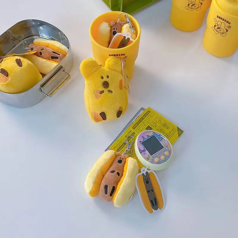 New Popular Cute Exquisite Creative Hot Dog Bun Cheese Lifelike Soft Plush Bag Pendant Fashione Doll Funny Birthday Couple Gift