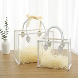 PVC Gift Bag High Quality Transparent Waterproof Handhold Packaging Tote Large Capacity Practical Shopping Bags