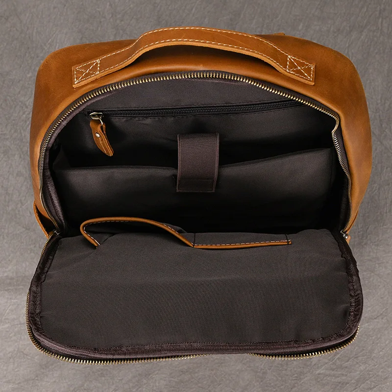 Sac à dos en cuir véritable pour homme, design tendance, sac à dos pour homme, sac de voyage, grande capacité, sac pour ordinateur portable, 15.6