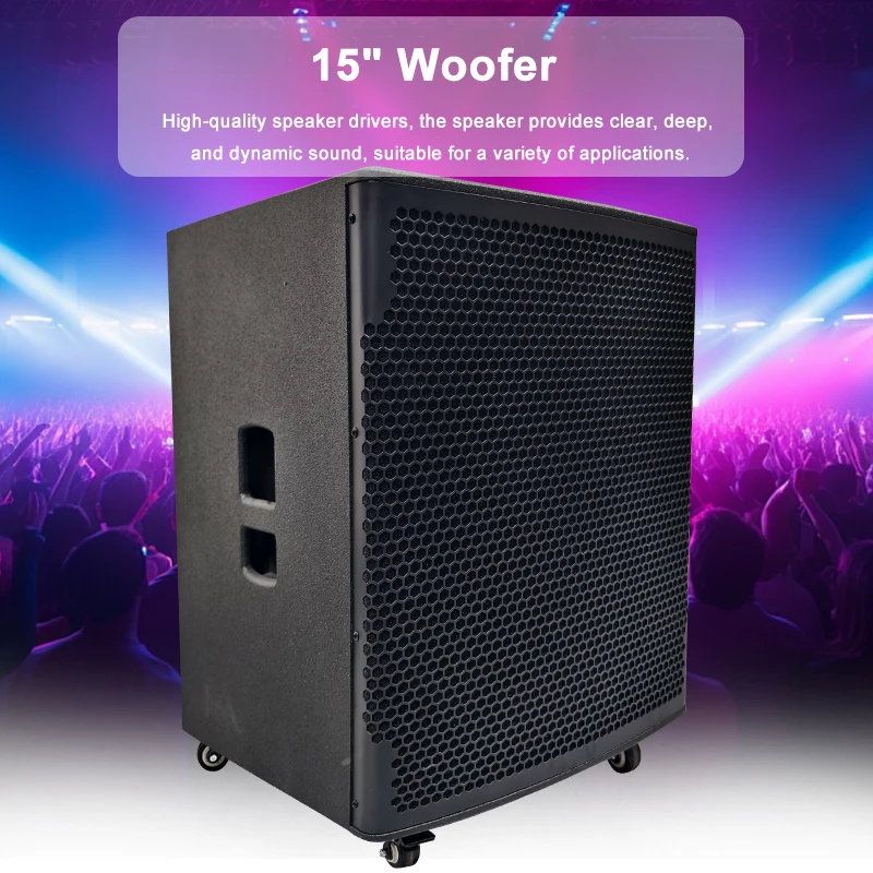 Praktisches Raddesign, 15-Zoll-Profi-Lautsprecher, DSP, Outdoor, Indoor, DJ, Bühne, aktive Array-Säulenlautsprecher, PA-System