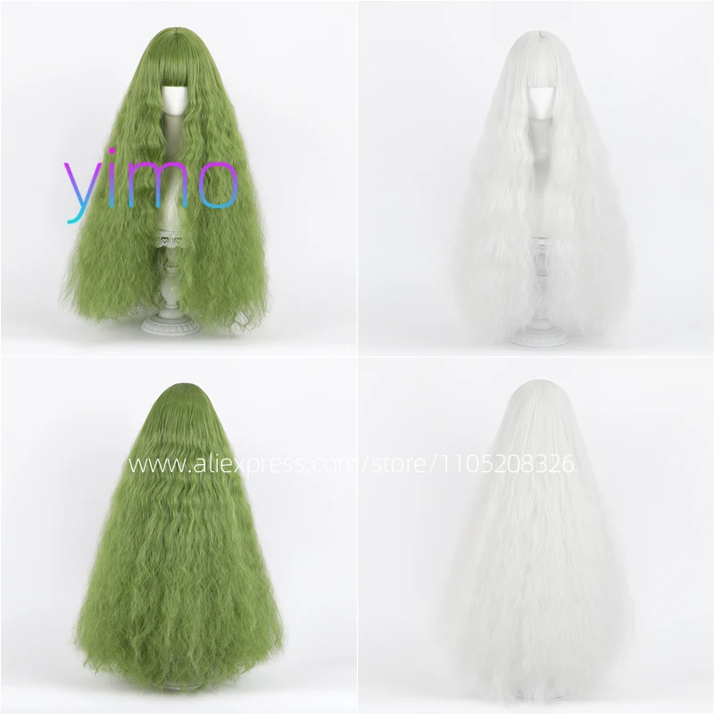 

Green wig with super long curly wool for full head set; Lolita long curly hair photo shoot in the forest; cosplay