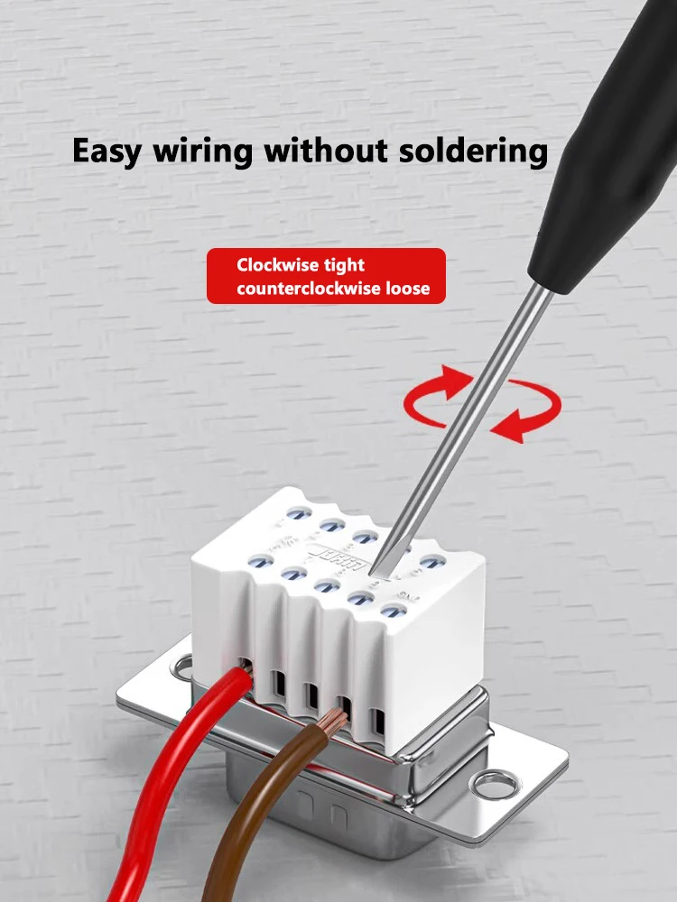 Torch letter DB9 solder-free joint 9-pin connector solder-free female male RS232 serial port 485 universal mini type