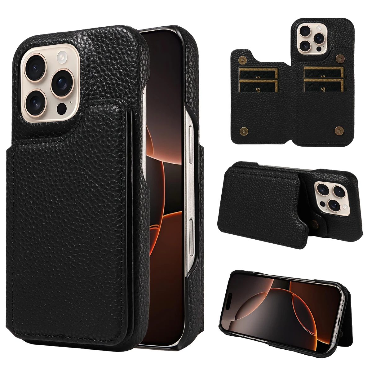 

Leather Phone Case for IPhone16e 16promax 16plus 15promax 15plus14promax 14plus Anti-fall Anti-theft Multi-card Slot Phone Cover