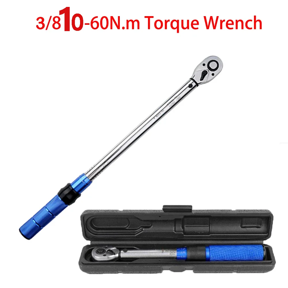 3/8 Torque Wrench 10-60Nm Bike Professional Torque Spanner Automotive Key Mechanical Workshop Tools Square Adapter Drive Key Set