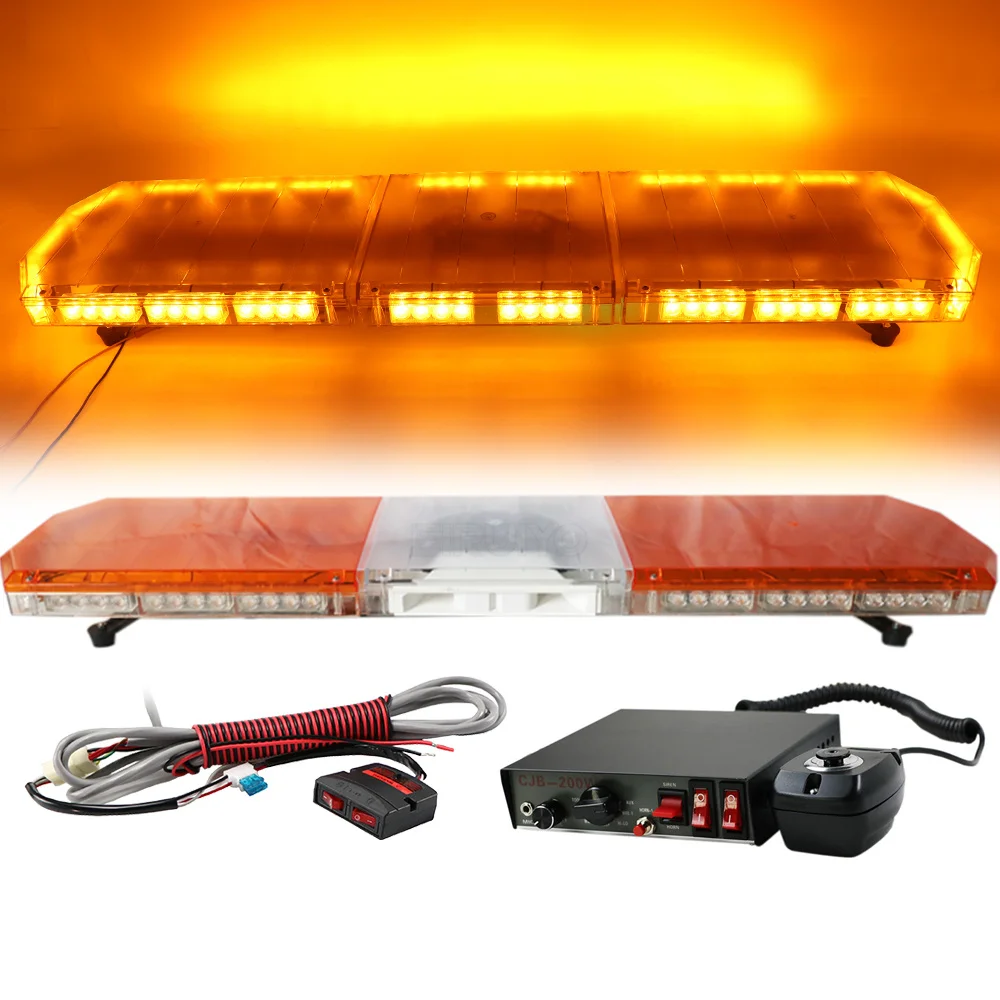 

47" LED Strobe Light Bar Emergency Warning Flashing With Siren Loudspeaker For Safety Construction Vehicles Tow Trucks Pickup