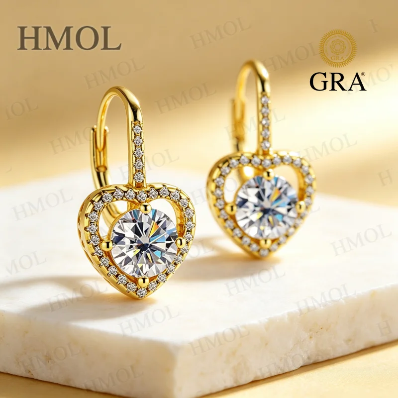 2ct Moissanite Earrings Round Cut D Color VVS1 925 Sterling Silver GRA Certified Non-fading Gift Choice Versatile For Ladies