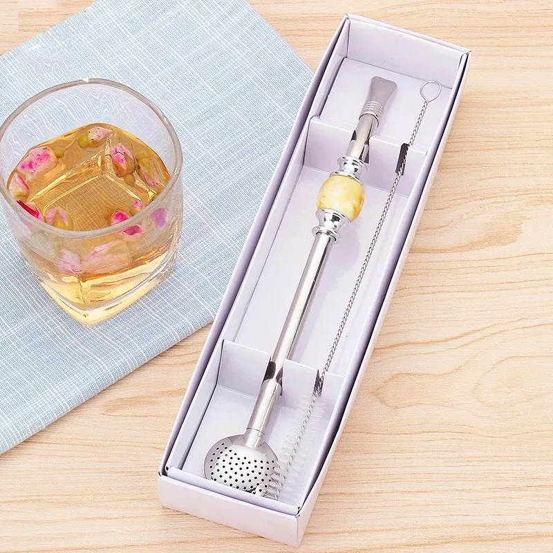 

Соломинка из нержавеющей стали, чайная ложка с фильтром для чая Ma Dai, подарочный набор соломинки, соломенная ложка для фильтра для цветочного чая, кухонный инструмент