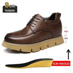 Genuine Leather Men Casual Shoes Elevator Shoes Height Increased Work Shoes For Man 8CM 6CM 3CM Optional Moccasins Taller Male