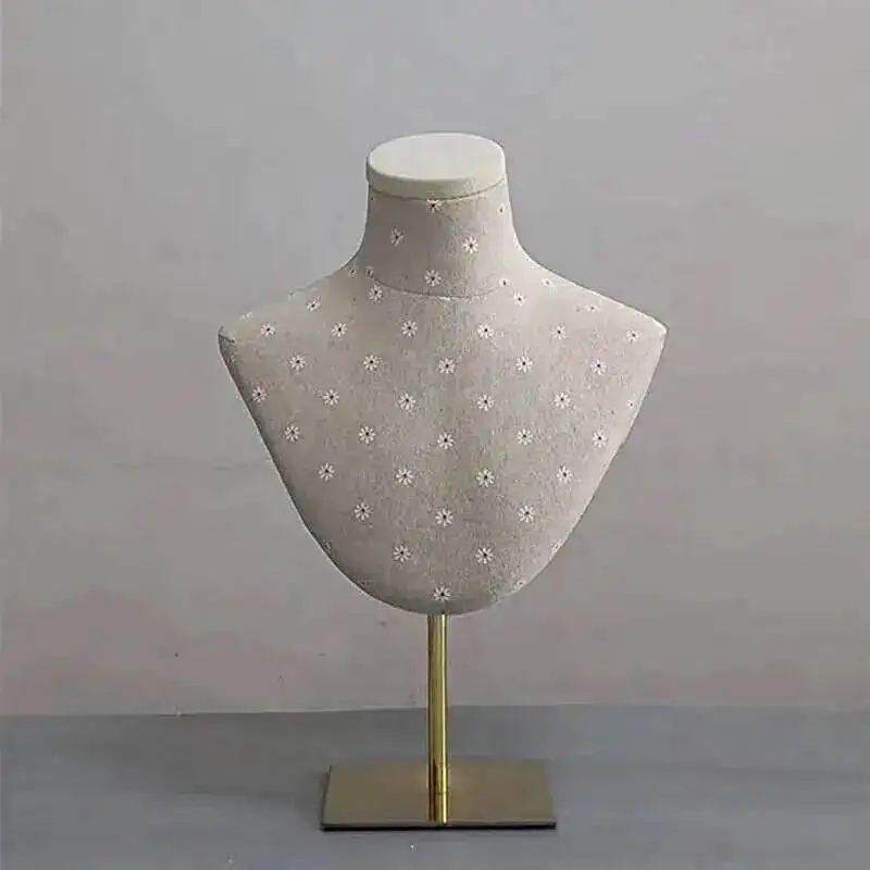 

Necklace Head Mannequins for Women's Clothing Store Can Insert Pins Sewing Mannequin with Solid Wood Base Scarf Display Stand