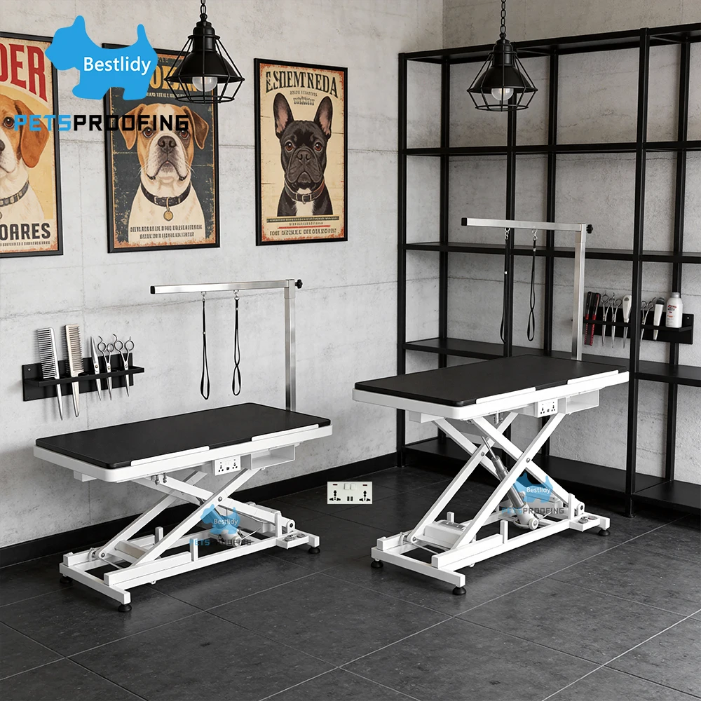 

Portable Charge Electric Lifting Grooming Table Easy Cleaning Tool For Big Cats Dogs Iron Material