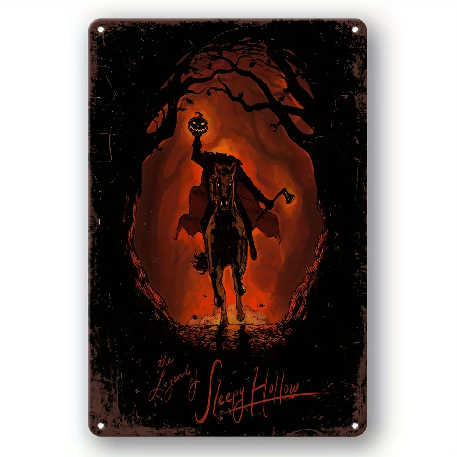 

Jack-O-Lantern & Graveyard Scene with Rustic-Distressed Finish | Eerie Wall Decor for Home, Man Caves & Halloween Party Spaces