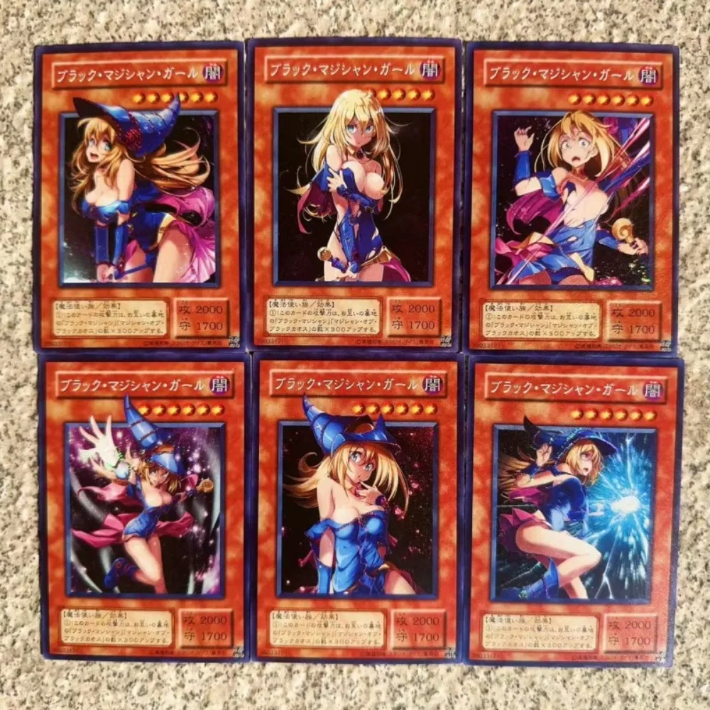 DIY Yu-Gi-Oh! Black Magician Girl 6PCS/Set Flash Card Anime Peripheral Game Collection Card Holiday Gift