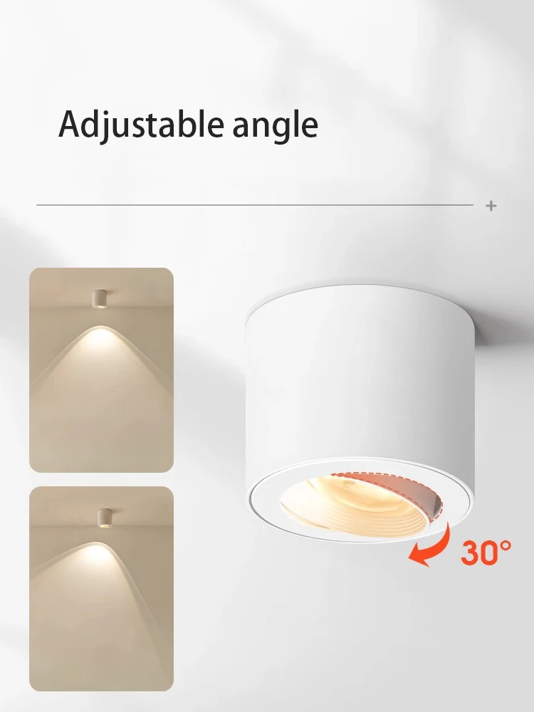 Led Spotlight Surface Mounted Adjustable Angle Spot Light Small Hill Effect Ceiling Lamp Living Room Background Wall Washing