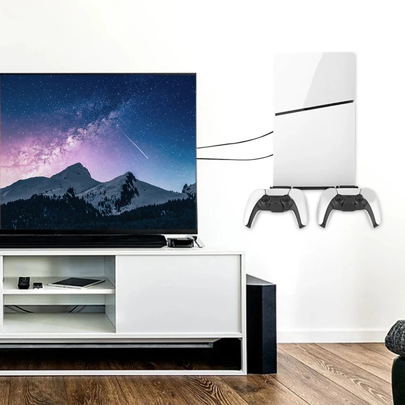 Wall Mount Bracket With Controller Holder - Compatible With Slim Digital And Disc Editions-N35R