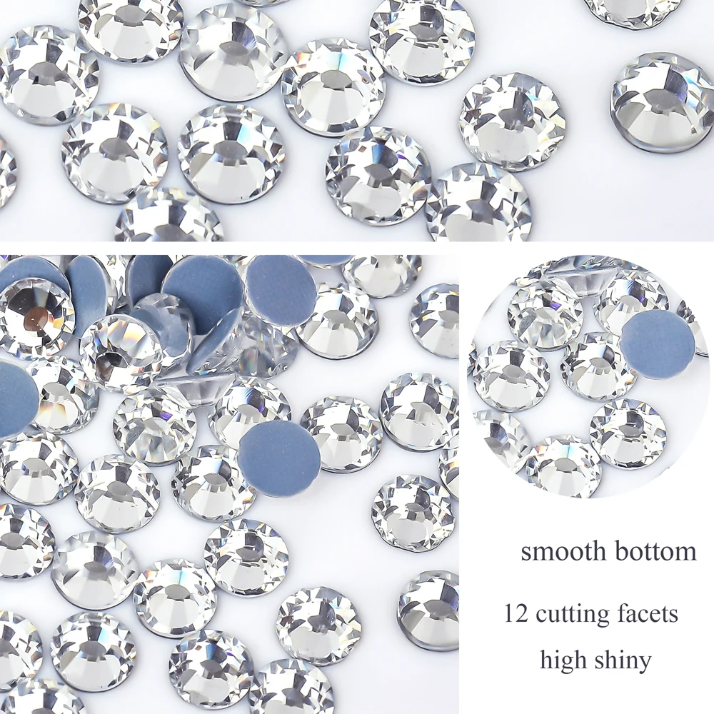 Strass per unghie in cristallo Super Glitter SS3-SS50 Flatback Clear Non Hot Fix strass colla su decorazioni per unghie