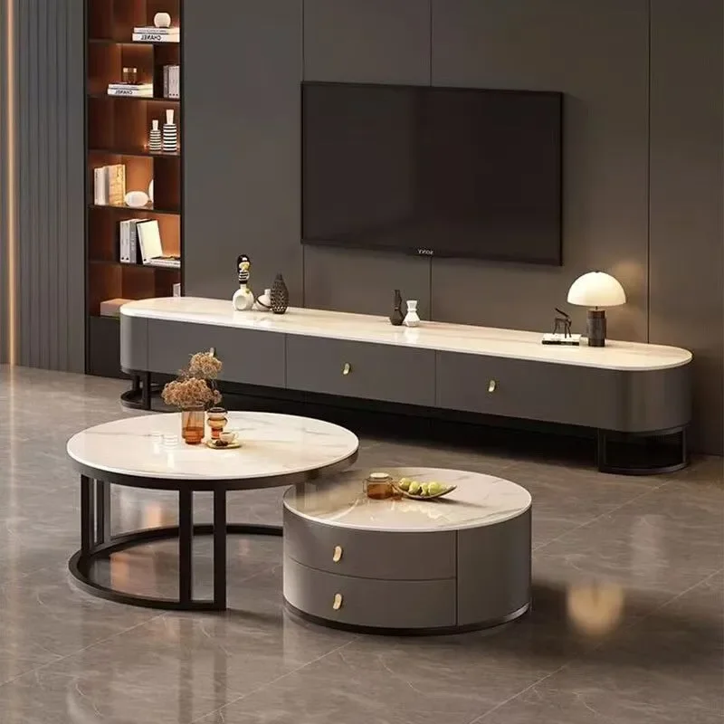for Modern Light Luxury Round Coffee Table Simple Nordic Marble Rock Slab Side Table for Small Apartment Living Room