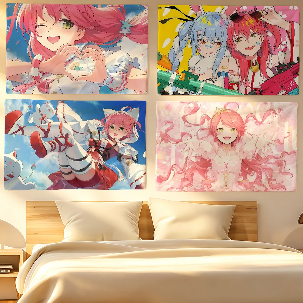 Musician Sakura Miko Flag Tapestries Halloween For Classroom Dormitory Camping Picnic Party Cheering Home Indoor Outdoor Decor