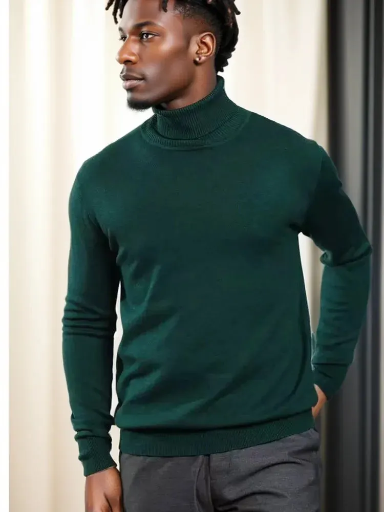 

Men's 100% Pure Wool Sweater Warm and Comfortable Long Sleeve Pullover Sweater Long Sleeve Turtlnecke High-Grade Top Pullovers