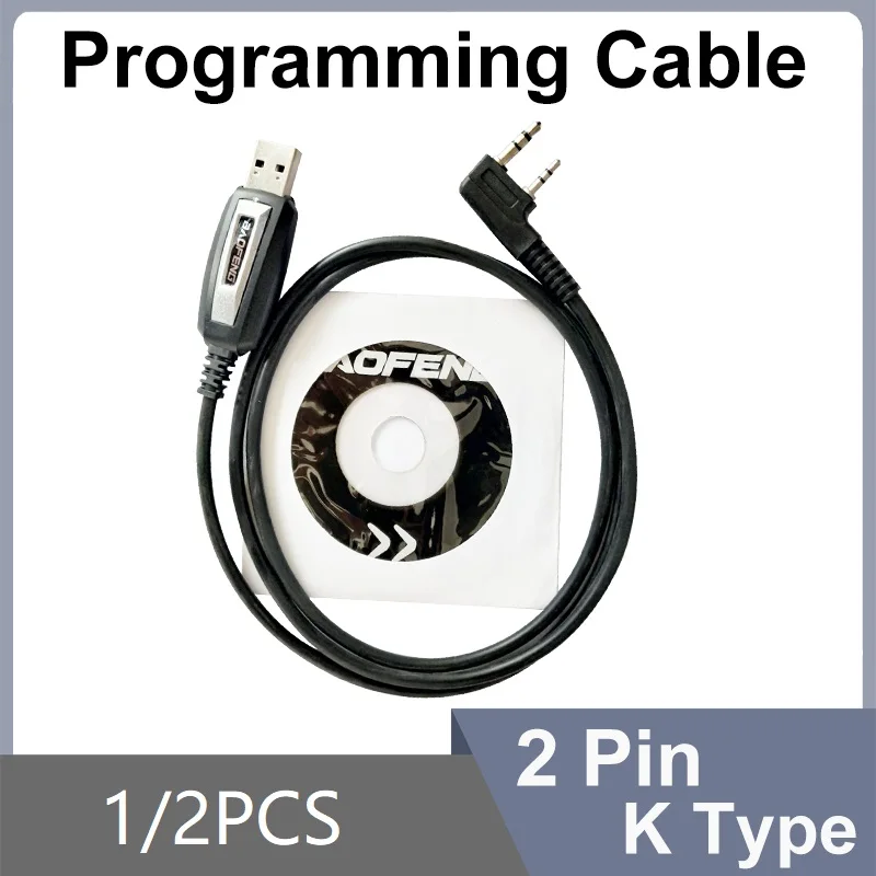 1/2PCS USB Programming Cable UVK5 UVK6 5RPlus Baofeng 18Pro 13Plus 17Plus V2 Programming Cable CD Software Radio Accessories