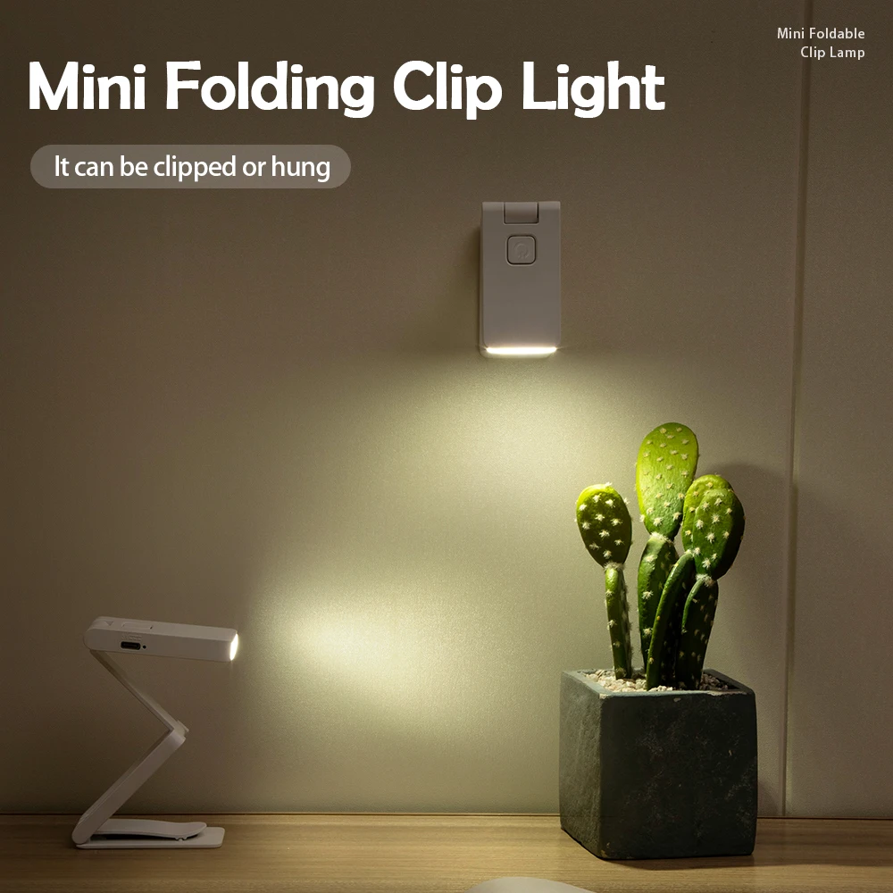 C5 LED Book Clip Lamp Reading Rechargeable Eye Protection Foldable Night Light 3 Brightness Dimmable Reading Light Room Decor