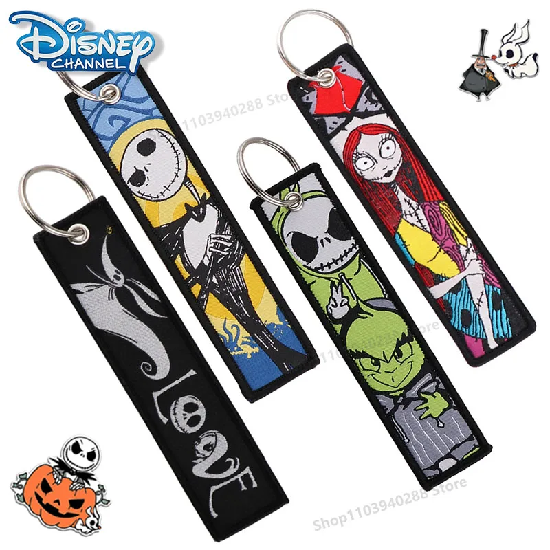 Disney The Nightmare Before natal gantungan kunci Halloween lucu untuk mobil gantungan kunci bordir Aksesori Perhiasan untuk hadiah