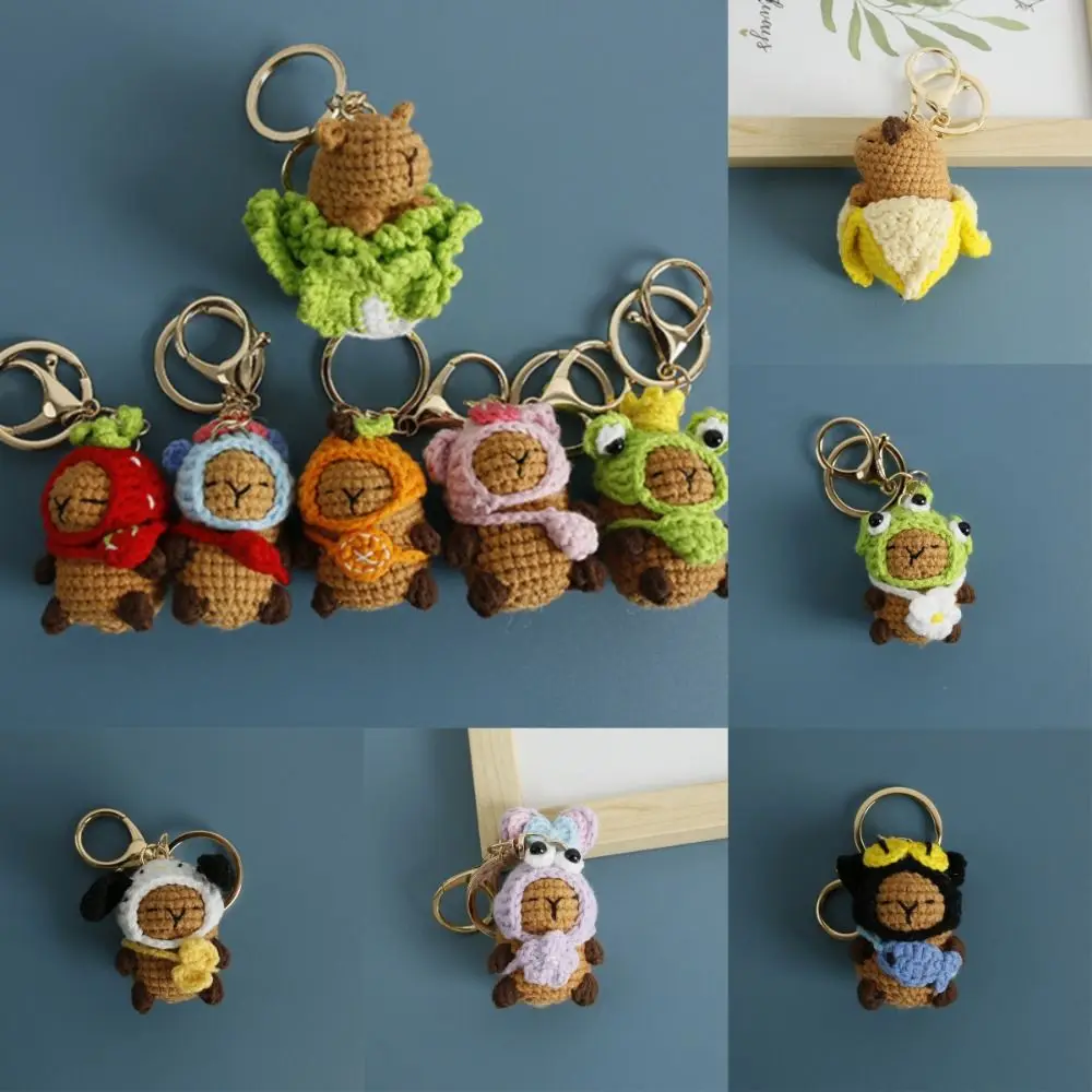 Nieuwe schattige capibara pop capibara gebreide gehaakte sleutelhanger tas accessoires tas kinderen speelgoed