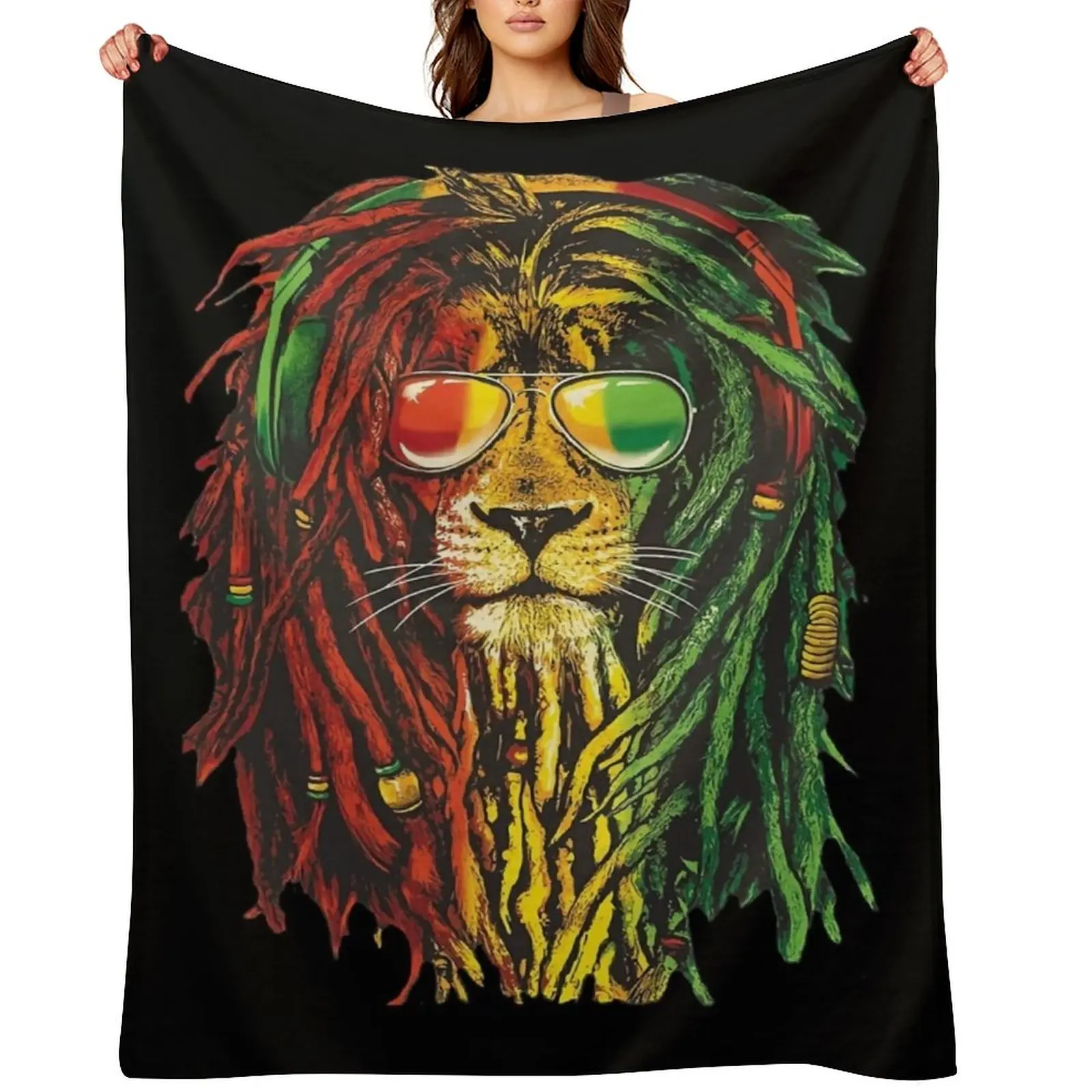 

Bob Marley Rasta Lion Art for Reggae Lover Throw Blanket Sofas Custom Hairy for sofa Blankets