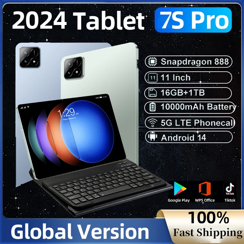 

2025 New Global Version Pad 7S Pro Tablet PC Android14 Snapdragon888 11Inch HD 16GB+1TB 20000mAh 5G Dual SIM Bluetooth WiFi GPS