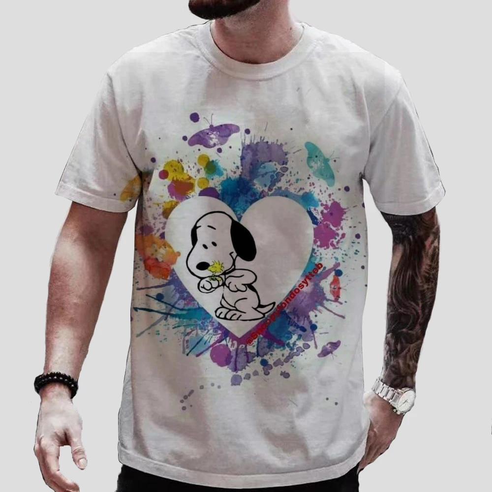 2024 Summer Snoopy Pattern 3D Printing T-shirt Cartoon Anime Casual Street Wear Men's and Women's Fashion T-shirt T-shirt Top