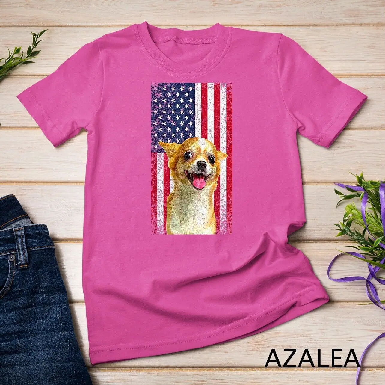 

American Flag Chihuahua Dog Lover Funny 4th Of July Dog Unisex T-shirt