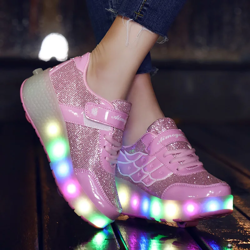 Light-Up 2-Wheel Heelys для детей и подростков: кроссовки на колесиках с затягиванием одной кнопкой