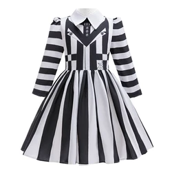 4-12 years old girl Halloween Yinjian Master Black and White Striped Princess Skirt Girl Cosplay Costume Halloween Costume